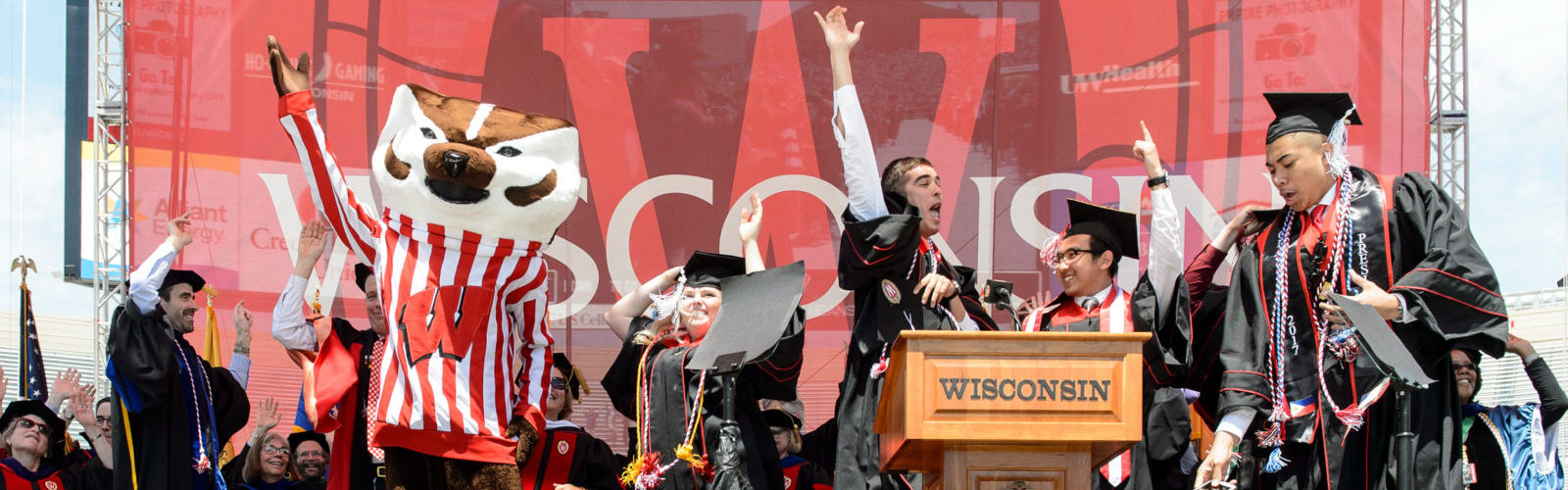 Students celebrating graduation.