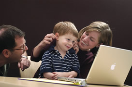 Seth Pollak working with a child