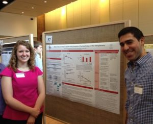 Joanna Swinarska and Alex Rokni present a poster at the Undergraduate Research Fair April 2014